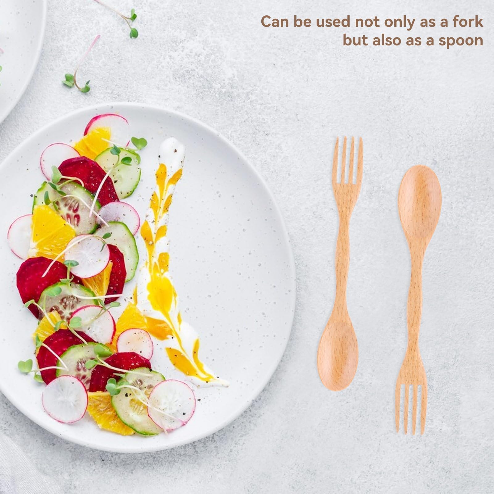 Beufee camping dining wooden cutlery for outdoor meals.