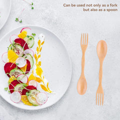 Beufee camping dining wooden cutlery for outdoor meals.