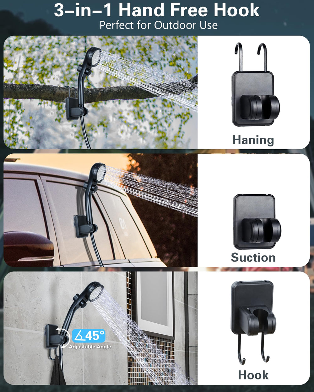 Beviliu freeze-resistant shower handles 0°C conditions for winter outings.