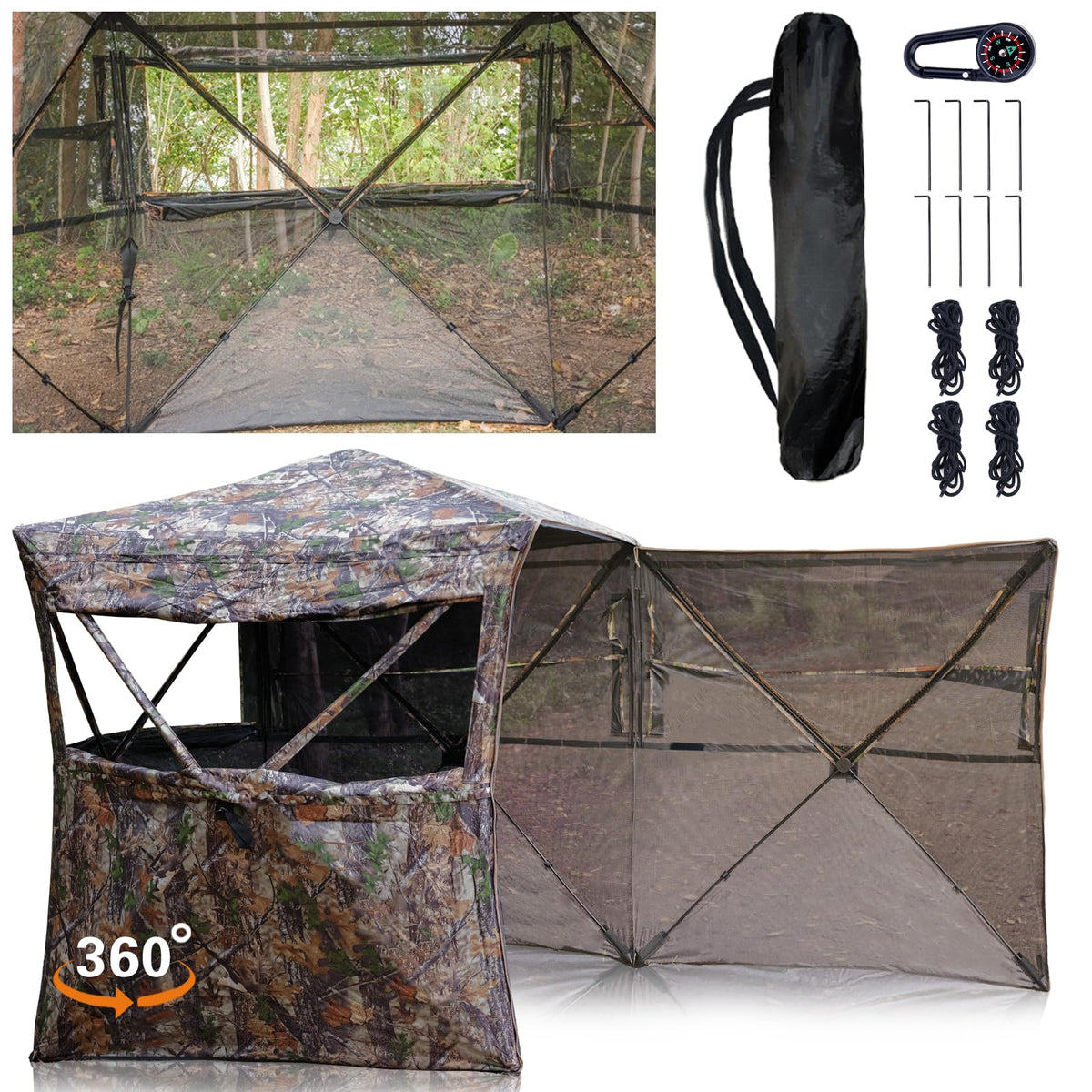 Beviliu Hunting Blinds 360-degree view for complete situational awareness during turkey hunts.