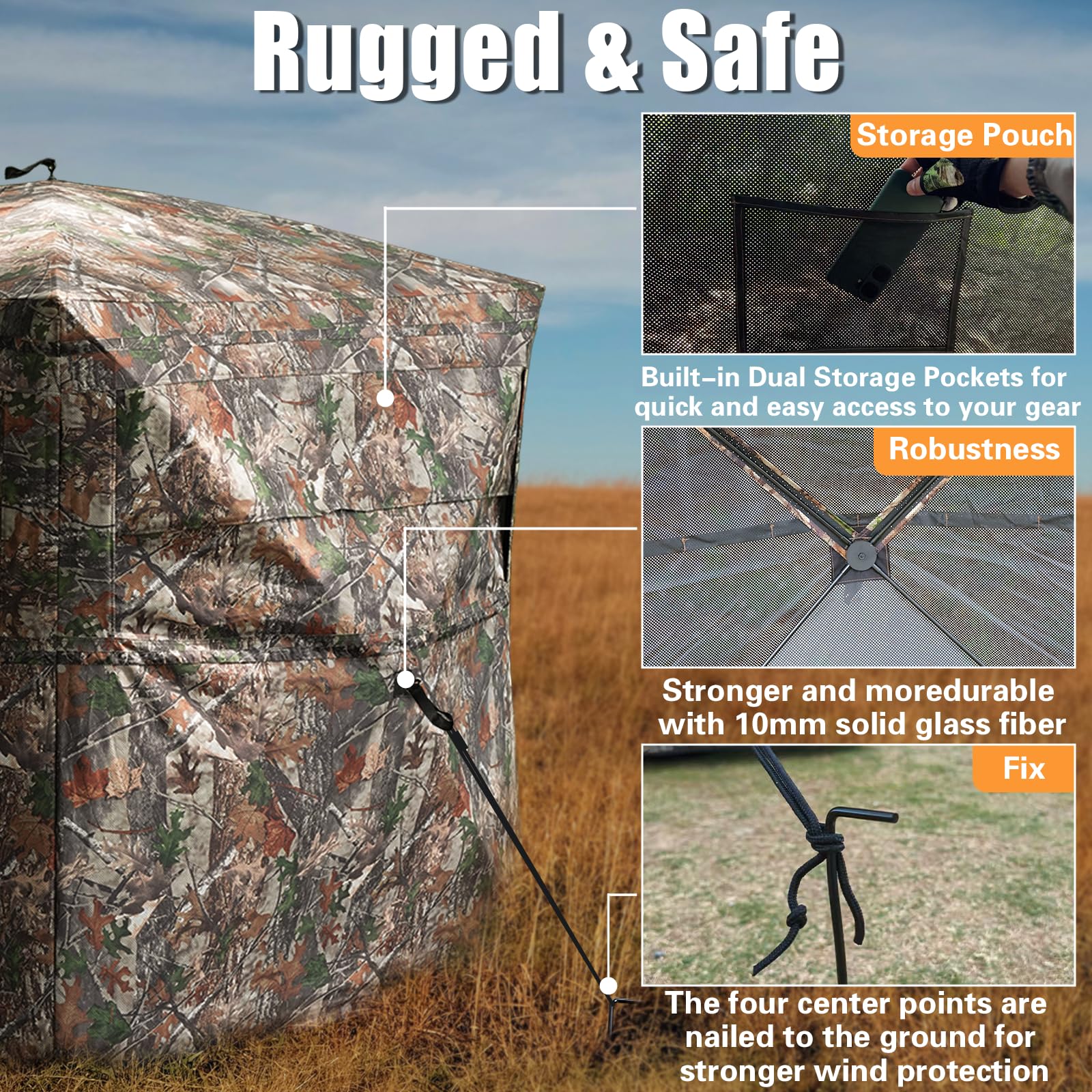 Beviliu portable carry bag simplifies transporting the blind to stand sites.