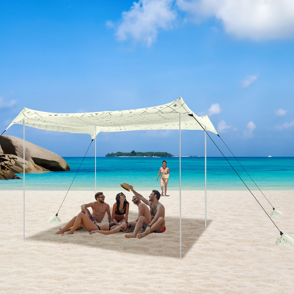 BEW Beach Tent 10x10 layout shows spacious shade for family.