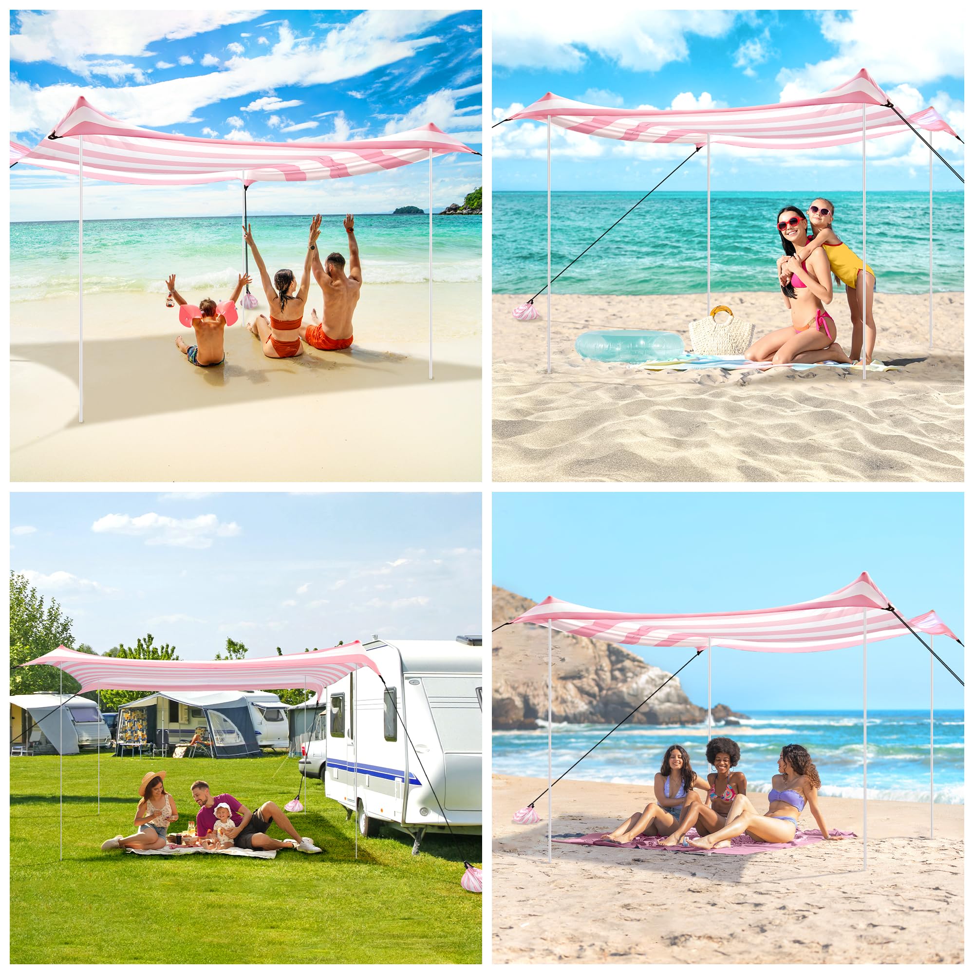 BEW Beach Tent 10x10 ft shade area ideal for groups and picnics.