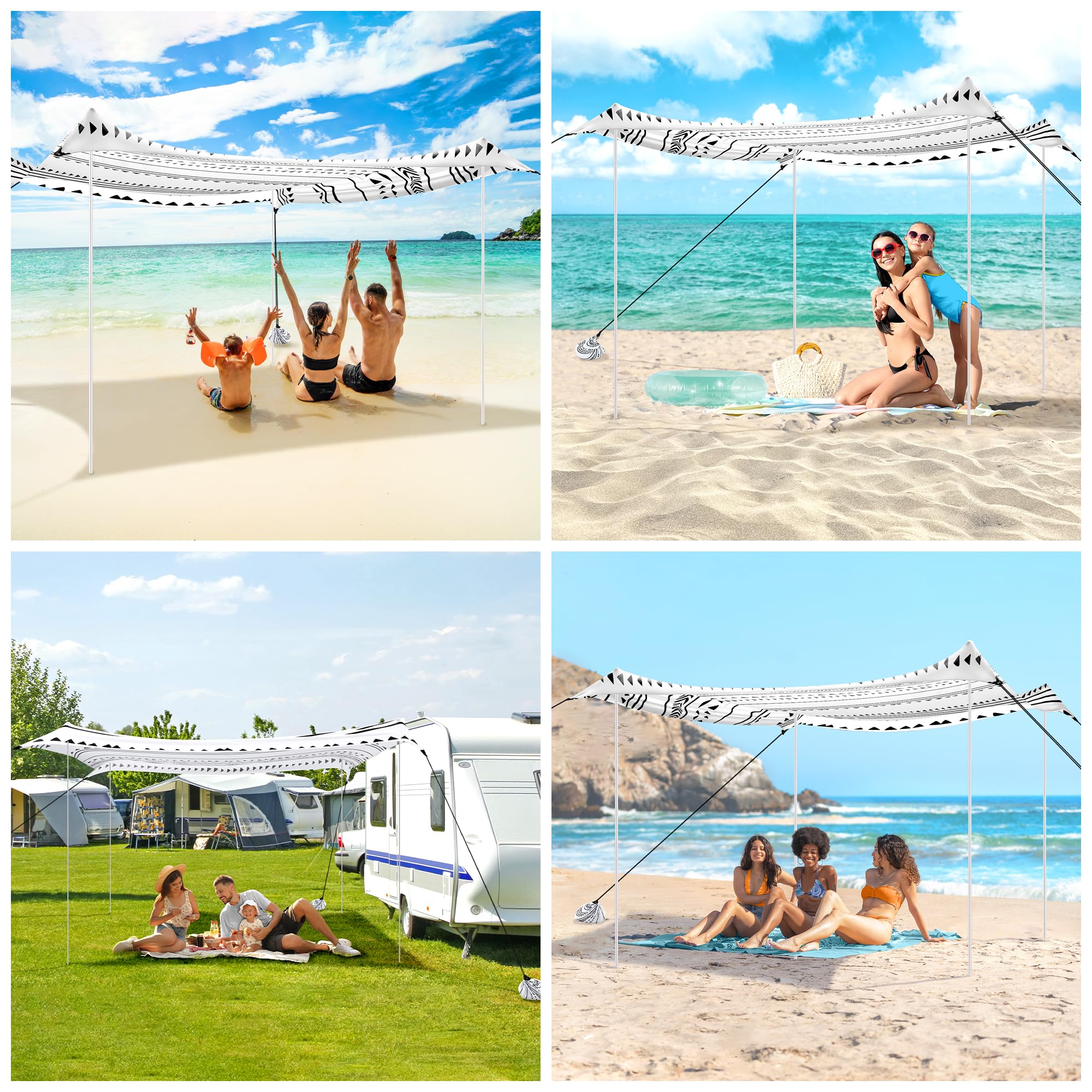 BEW beach tent configuration 2 to 4 poles supports versatile shelter shapes