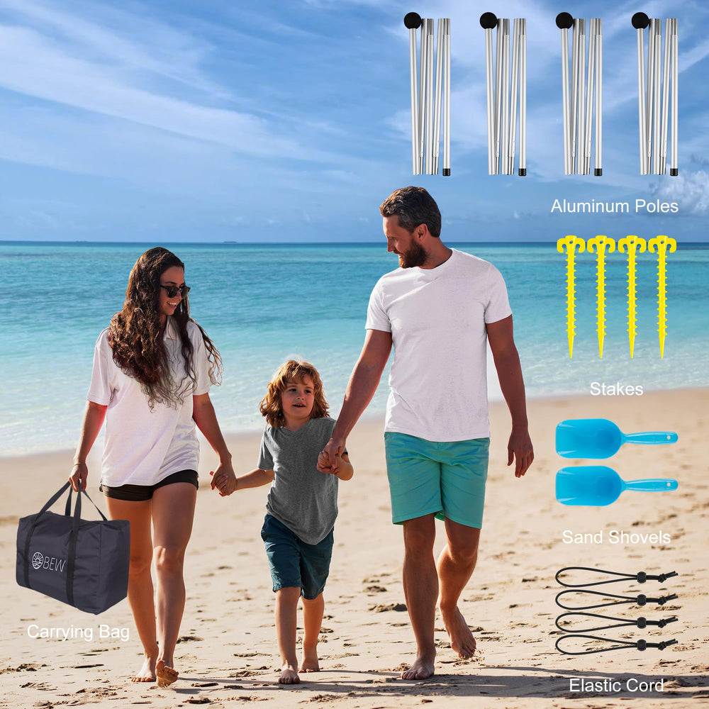 BEW beach tent portable design enables easy transport and quick setup