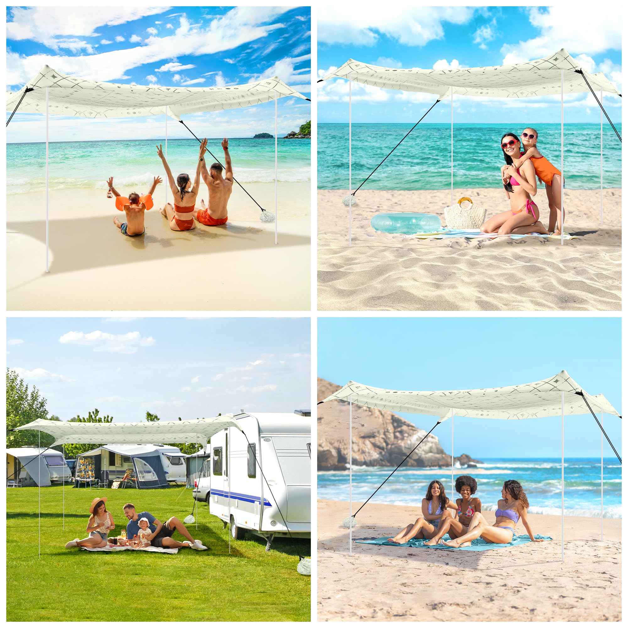 BEW Beach Tent portable folding shelter fits into a compact carry bag.