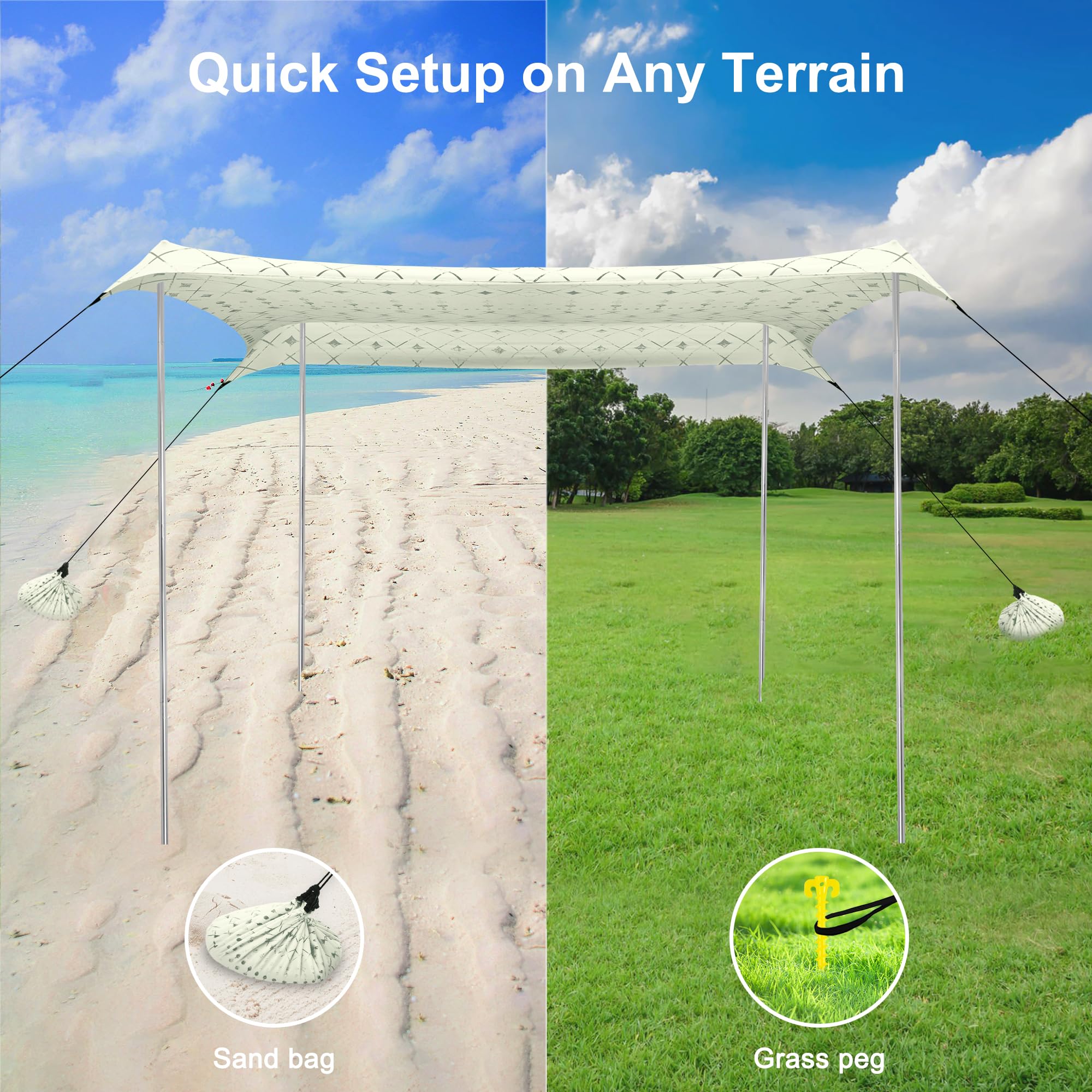 BEW Beach Tent quick setup with a pop-up design saves time.