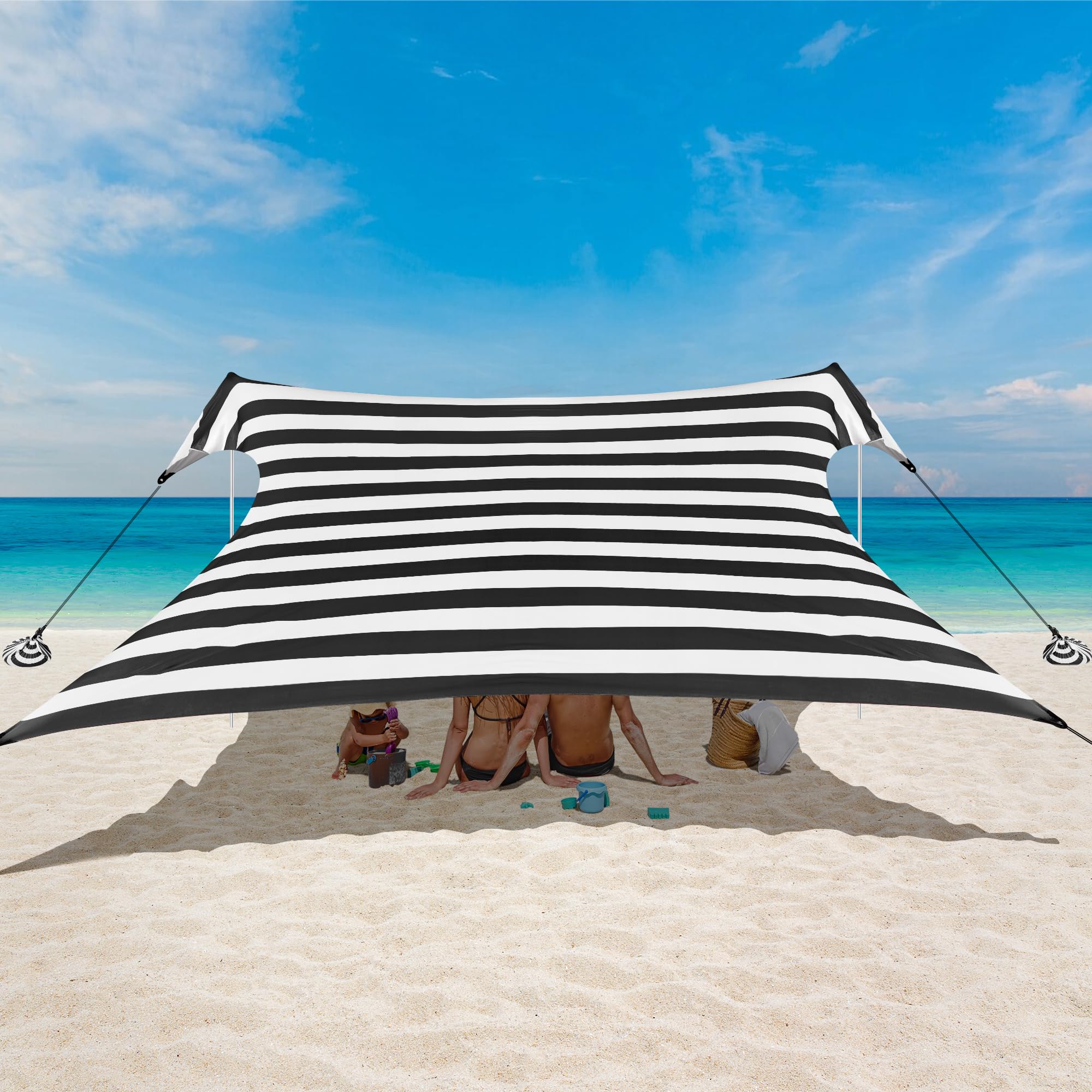 BEW Beach Tent sunshade UPF 50 blocks sun for family shade.