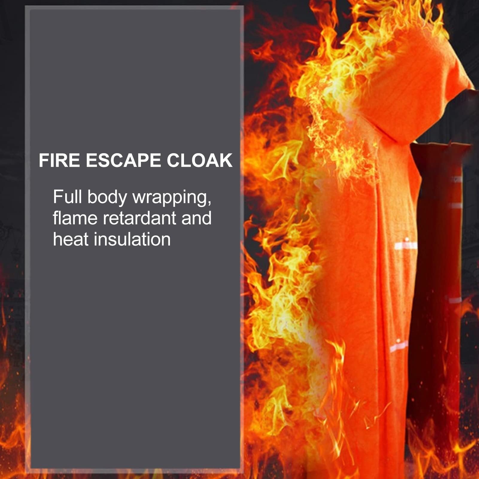 Bewinner fireproof cloak back view with luminous strip for nighttime visibility