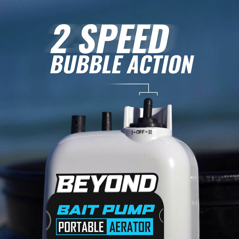 Bubble output from the bait aerator in a bucket