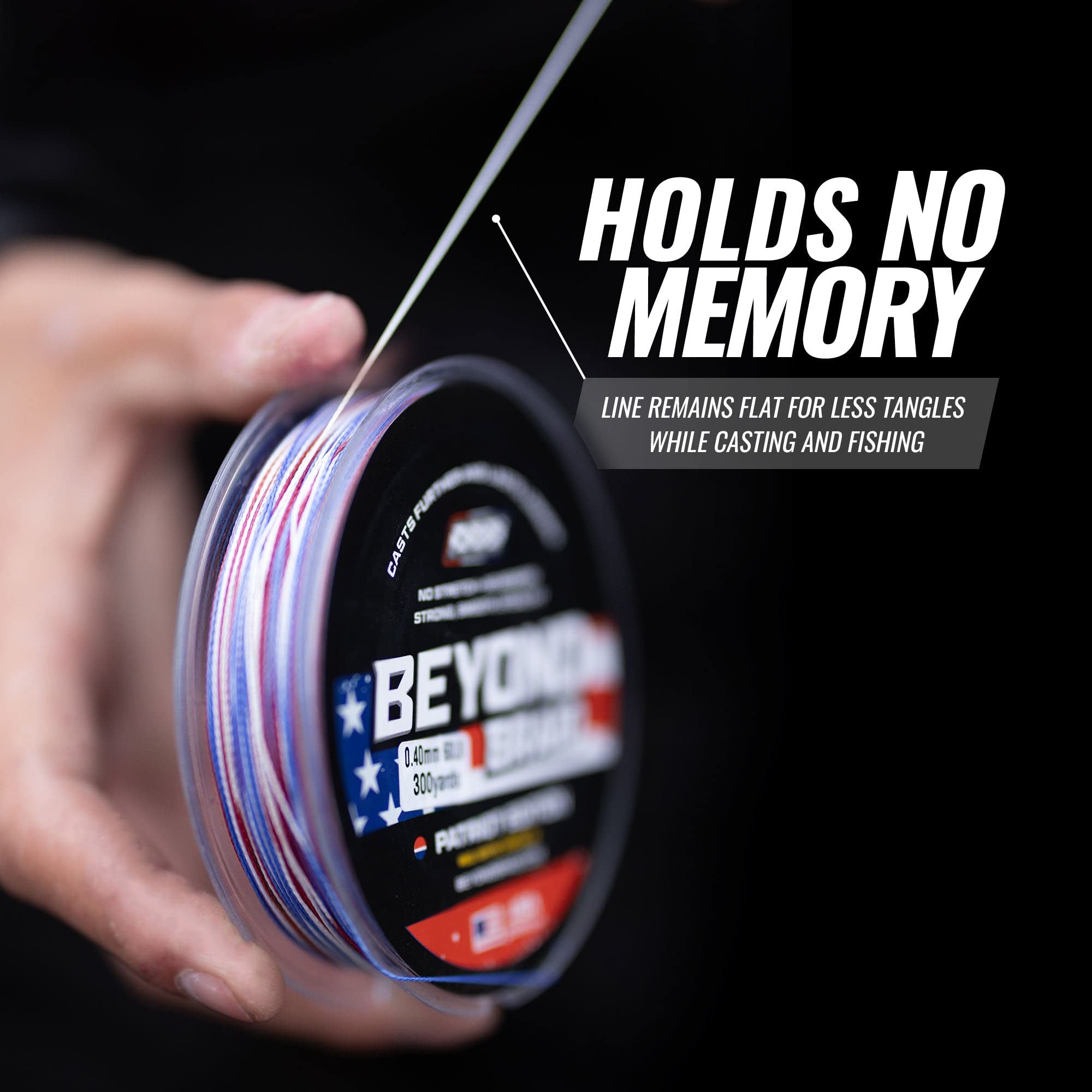 Beyond Braid Blackout No Fade 8X 300 Yards abrasion resistance for fishing near structure and vegetation.