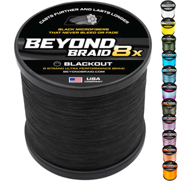 Beyond Braid Blackout No Fade 8X 300 Yards front view shows fade-free durability for long-lasting use.