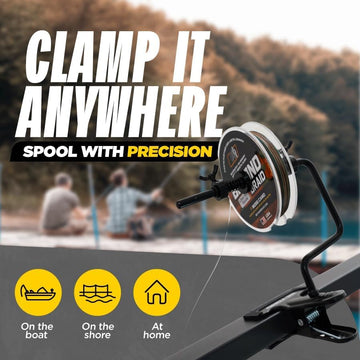 Beyond Braid EZ Spooler clamps anywhere for easy solo re-spooling