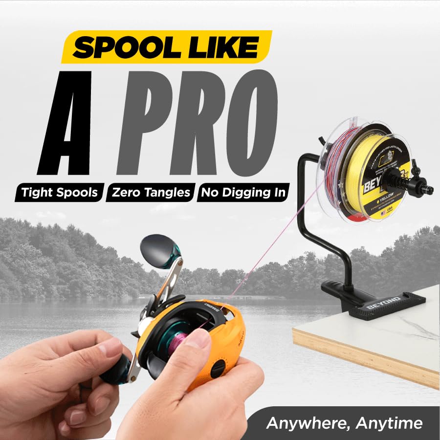 Close-up of the table clip and spooler in use
