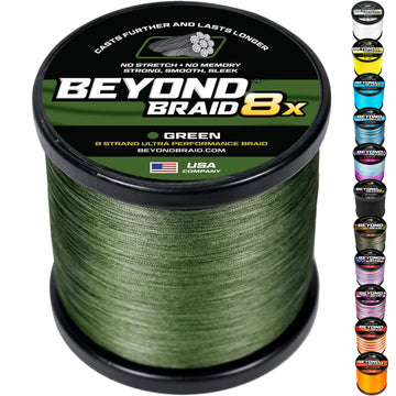 Beyond Braid Green 8X strand on reel delivering smoother casts and longer distance.