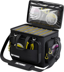 Beyond Braid Hauler Pro Medium shows compact storage for seven tackle boxes on the go