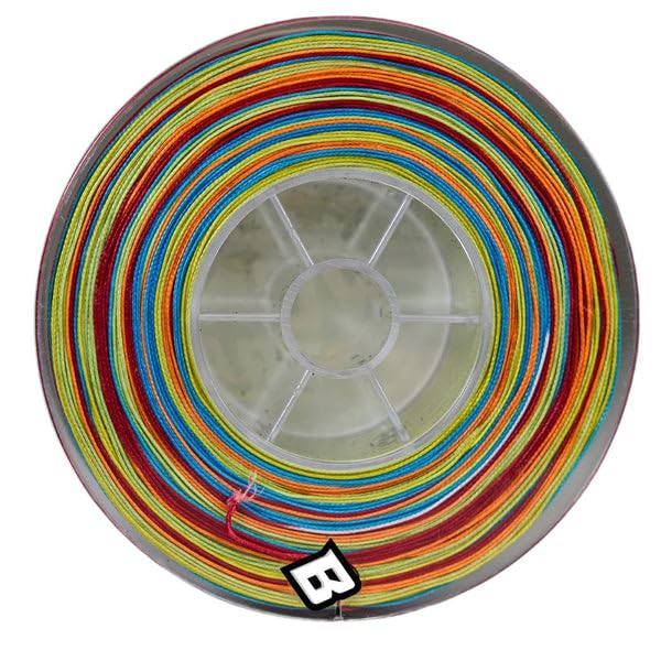 Beyond Braid Lead Core 200yd 27lb close-up shows abrasion-resistant braid against rocks.