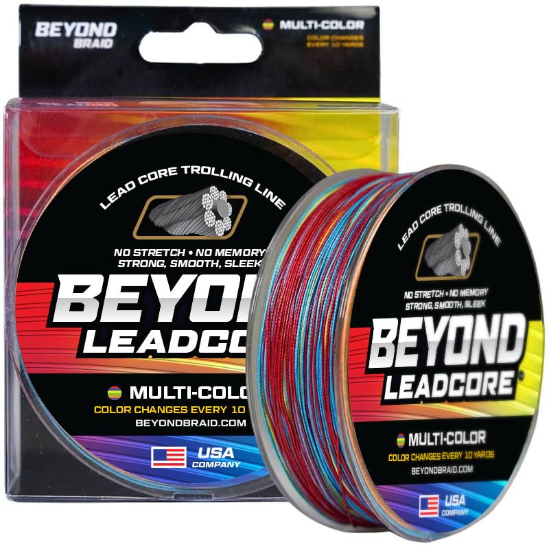 Beyond Braid Lead Core 200yd 27lb front view shows rugged deep-water trolling construction.