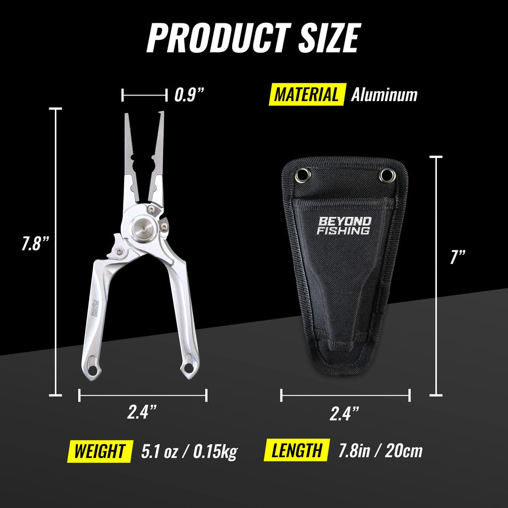 Beyond Braid Pro Aluminum Series pliers – multi-function jaws simplify hook removal and weight crimping.