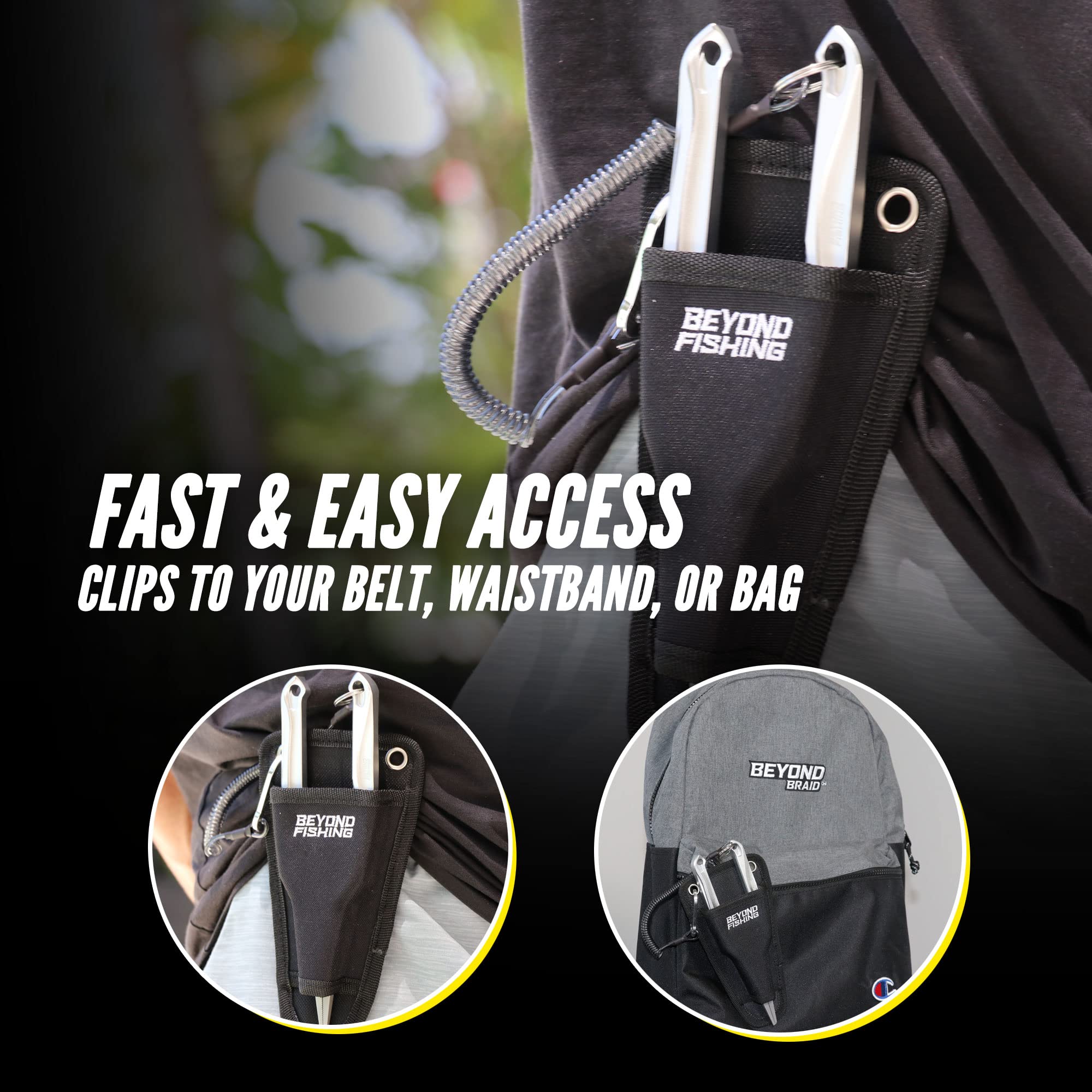 Beyond Braid Pro Aluminum Series pliers – durable sheath and lanyard protect and quick-access.
