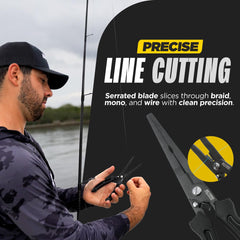 Ergonomic yellow grip on fishing pliers