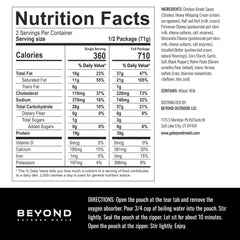 Beyond Outdoor Meals Chicken Alfredo ingredients close-up with real chicken