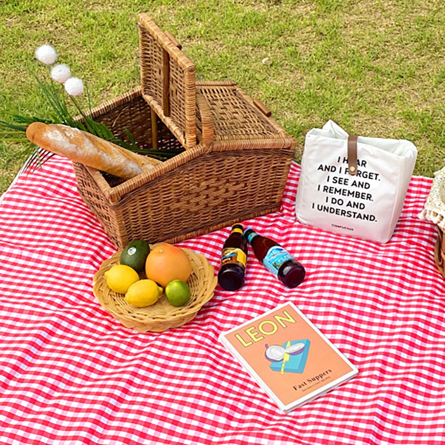 Beyond Thursday picnic blanket folded into its compact carrier for easy transport.