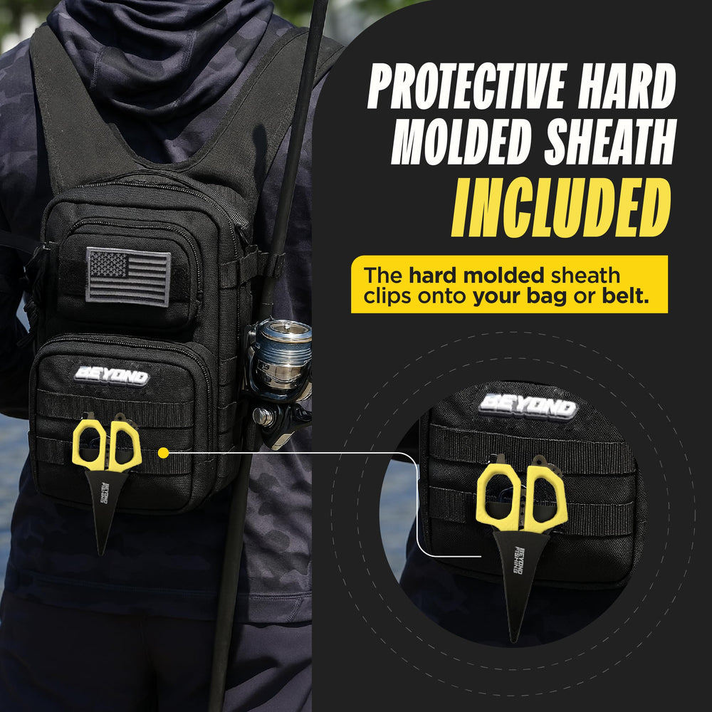 Hard molded lock sheath for secure storage with yellow Pro Shears