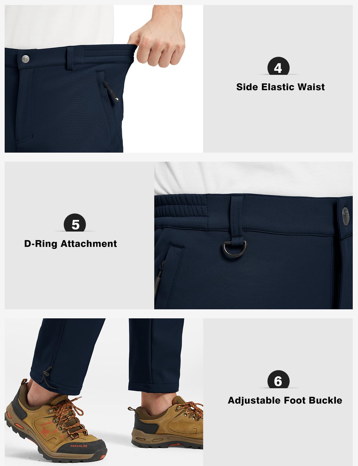 BGOWATU ankle buckle adjustment shown to seal out wind