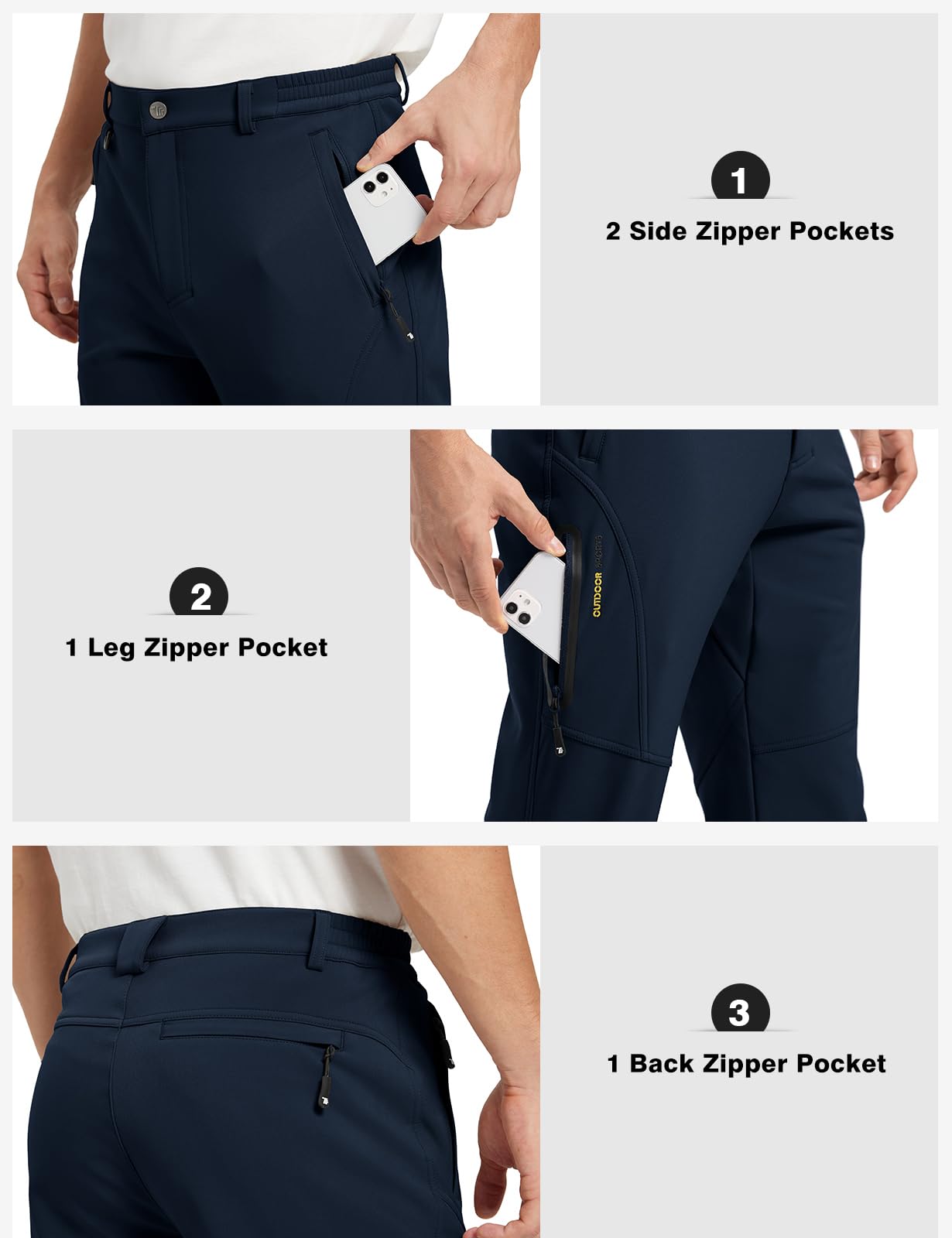 BGOWATU pants with four zipper pockets for secure essentials