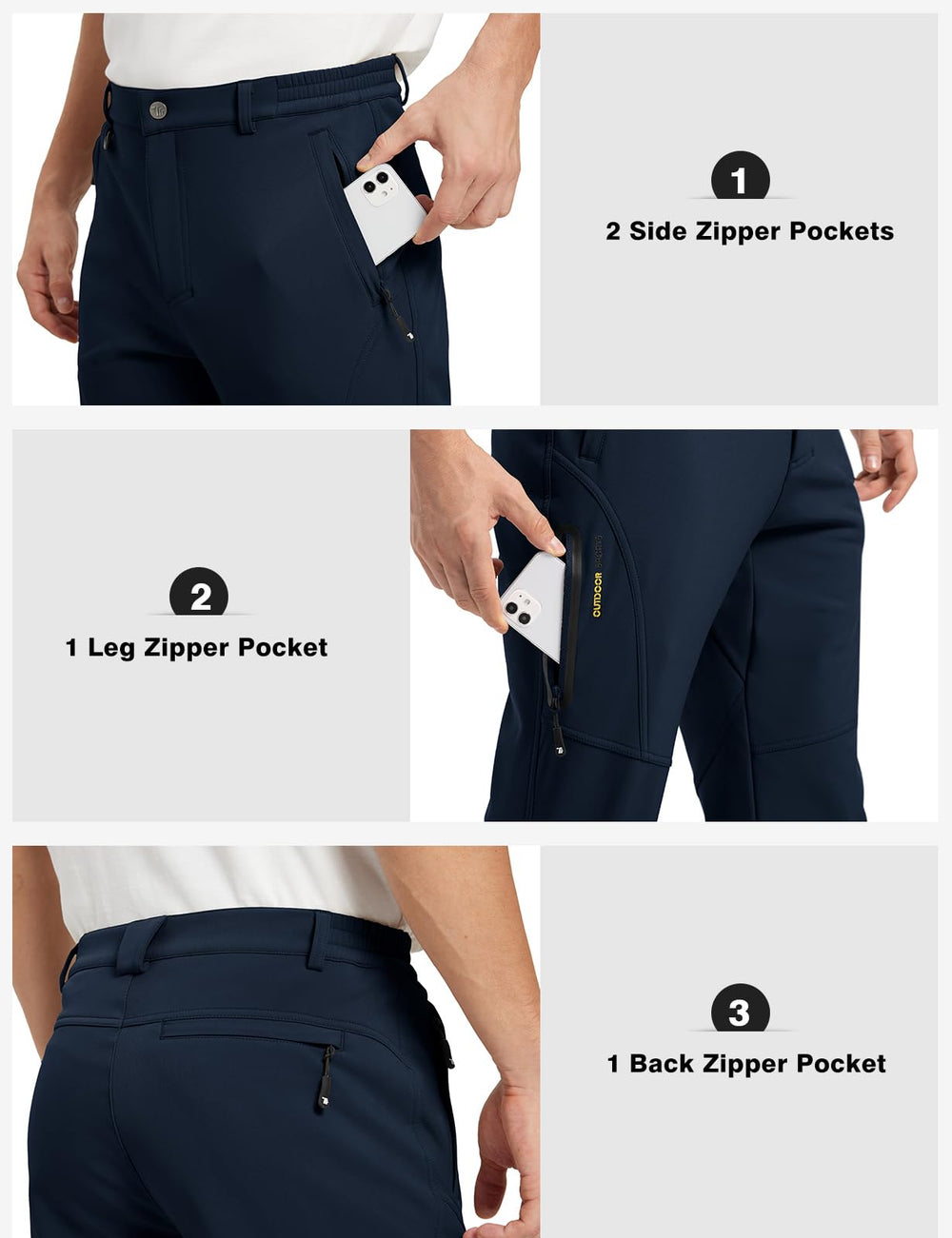 BGOWATU pants with four zipper pockets for secure essentials