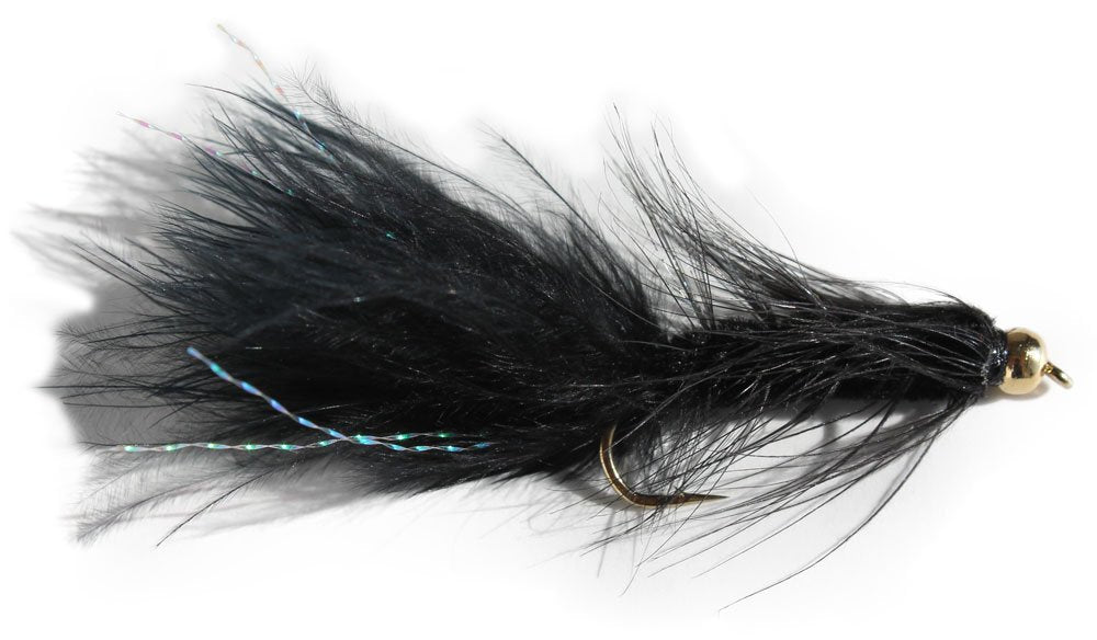 BH Woolly Bugger Black Flies assortment for trout fishing – 1 dozen