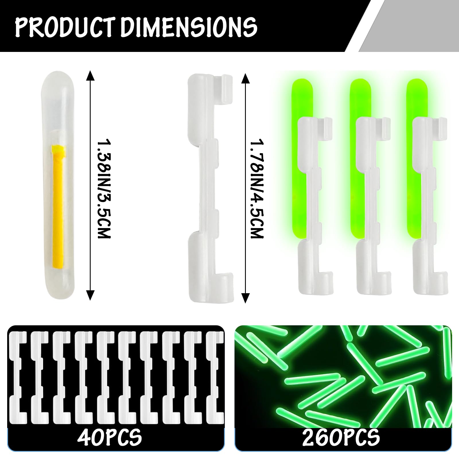 Mini green glow sticks 0.18 x 1.5 inches for fishing tips and bobbers