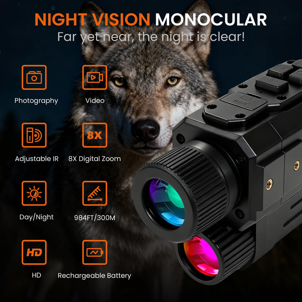 BIBIRE night vision goggles with 8x zoom for clear distant night viewing.