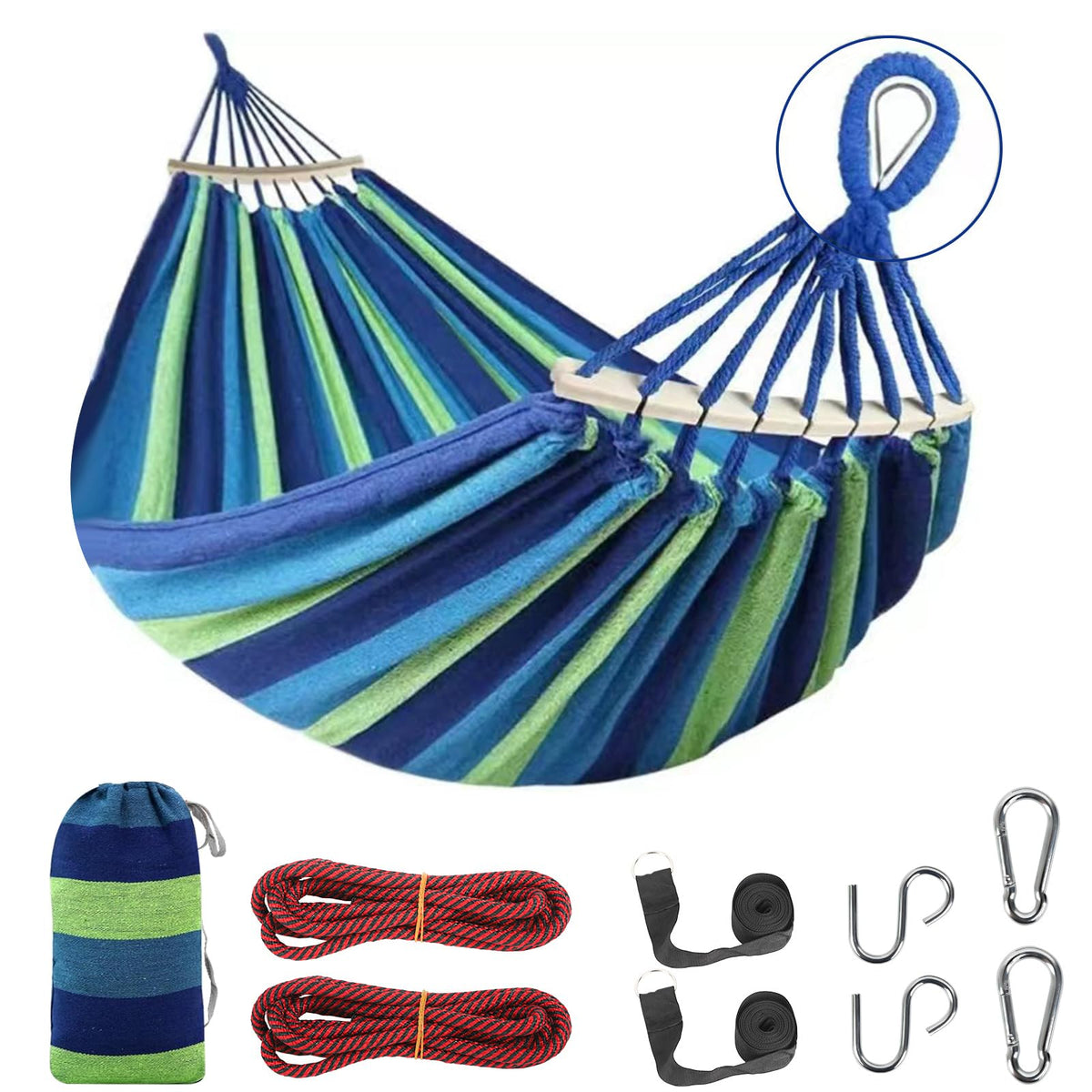 BieAziton durable hammock fully extended for two people in outdoor setting for relaxation.