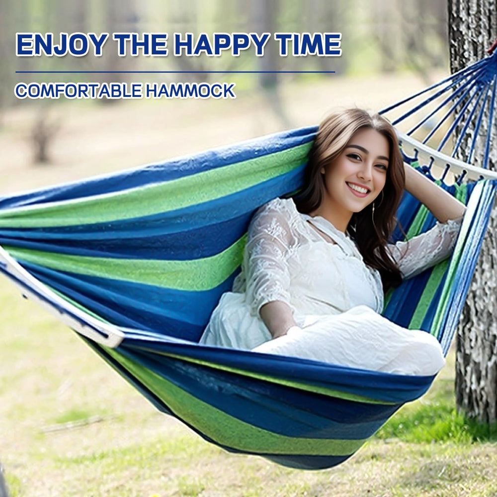 BieAziton hammock sprawled in backyard as cozy lounge seat.