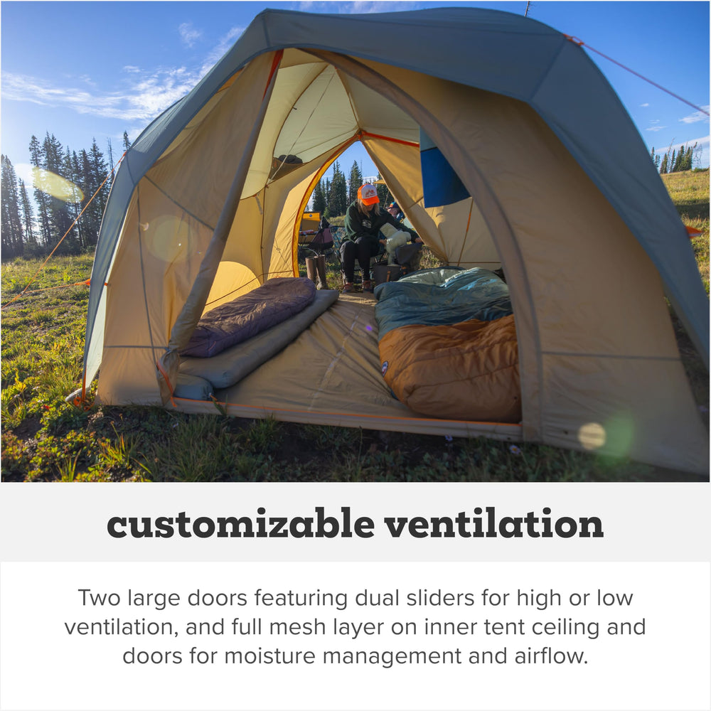 Big Agnes Big House full-mesh ceiling at night for airflow and star visibility.