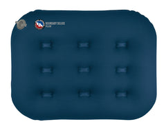 Big Agnes Boundary Deluxe Pillow in Gibraltar Sea offers compact comfort for backpacking rests.