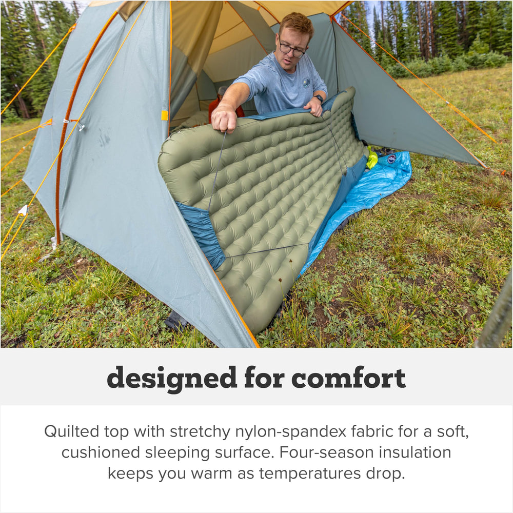 Big Agnes Campmeister Deluxe 36-ounce weight balances portability with warmth and comfort.