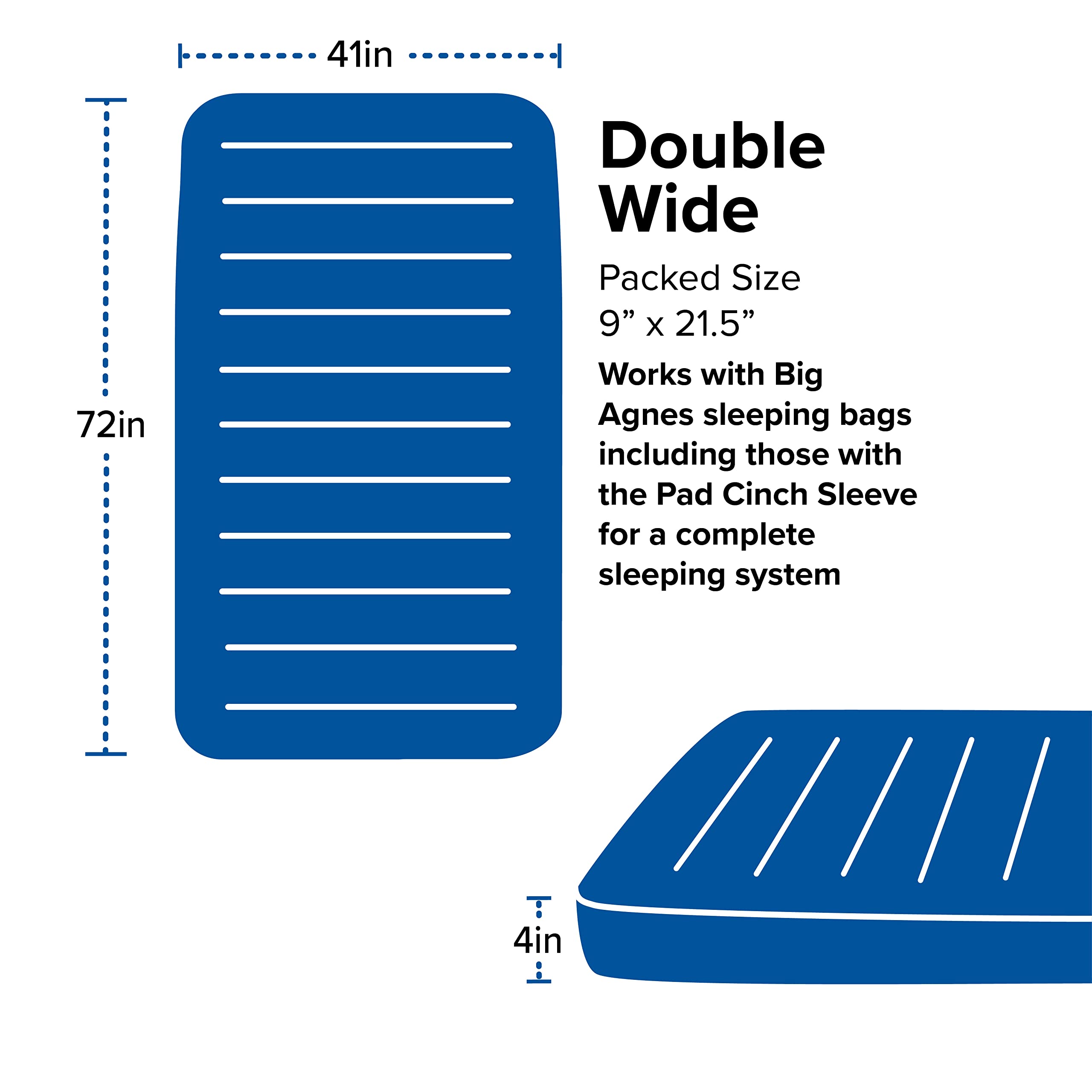 Big Agnes Captain Comfort Deluxe Camp Pad rolled storage sack shows deluxe portability