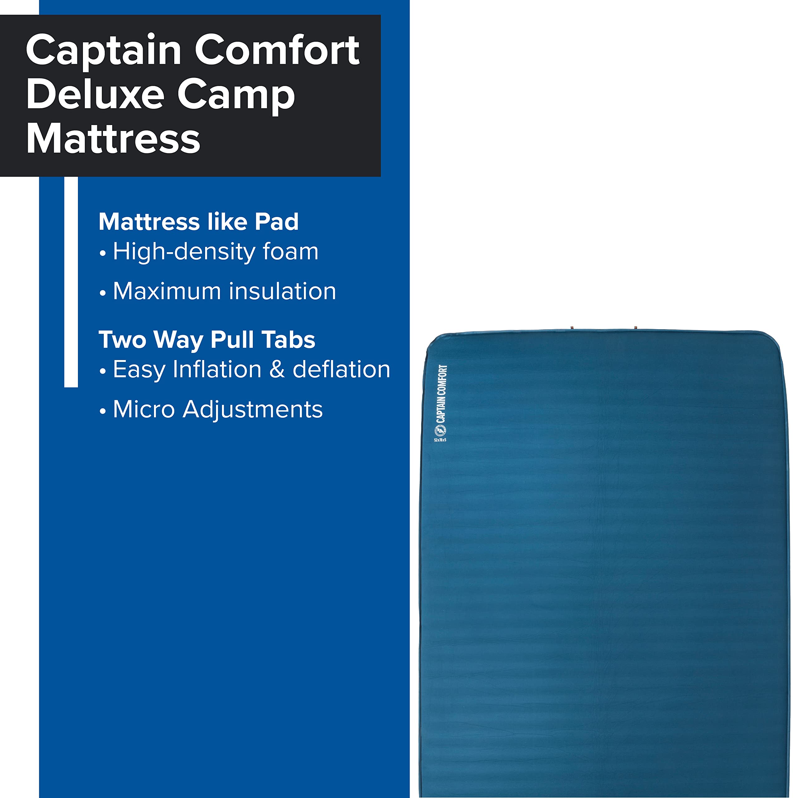 Big Agnes Captain Comfort Deluxe Camp vertical side walls maximize stability for a secure night.