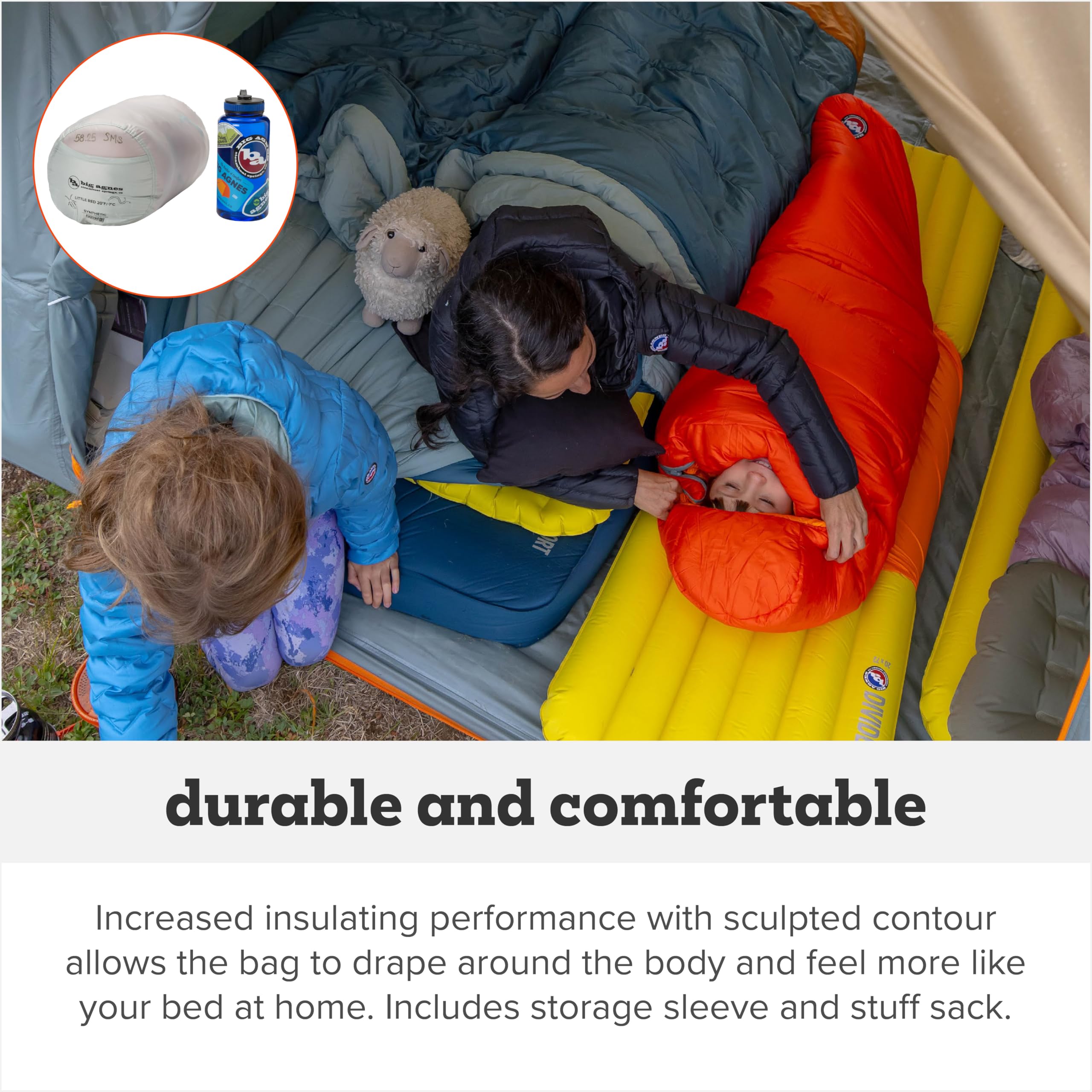 Big Agnes contoured hood and insulated draft collar support easy temperature control
