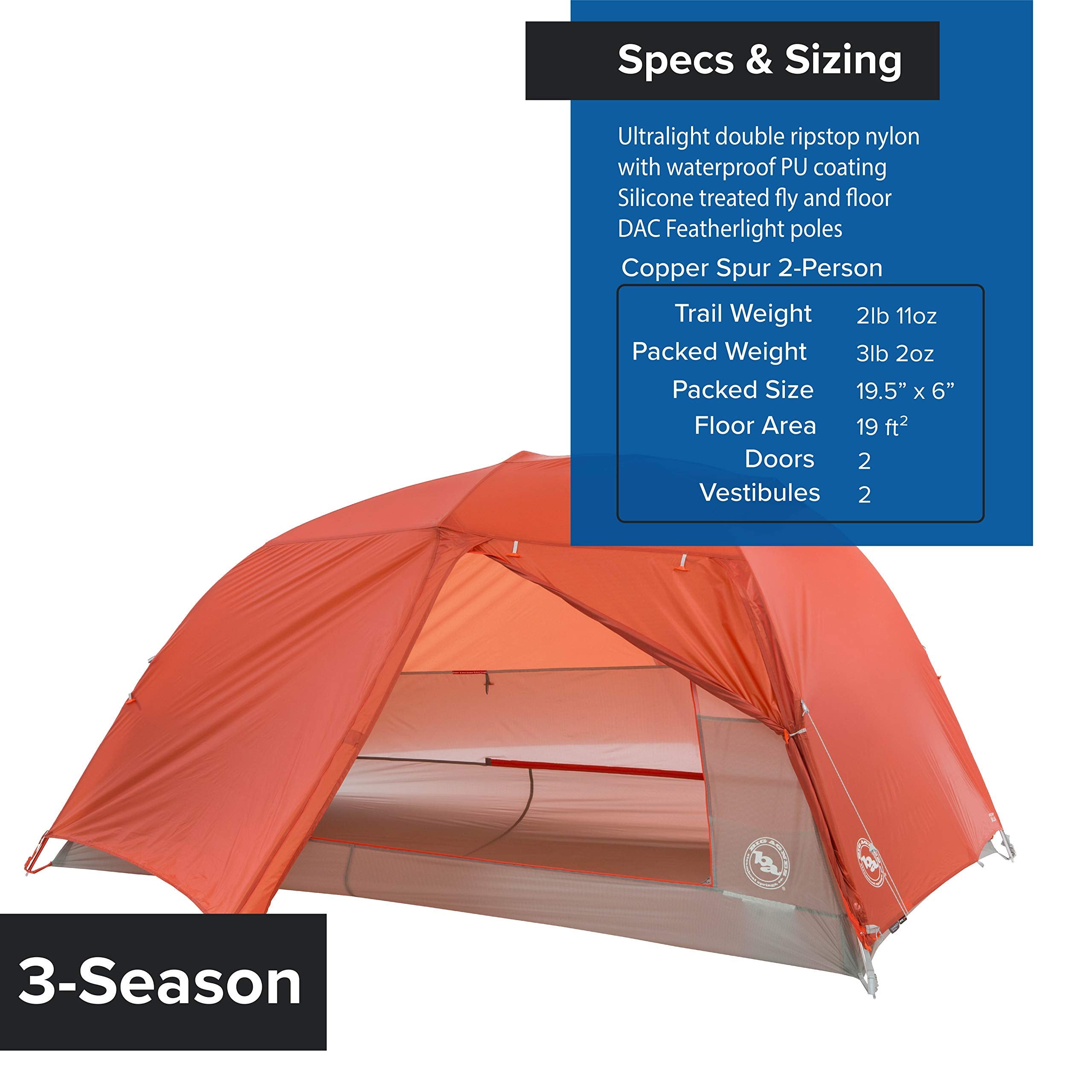 Big Agnes Copper Spur HV UL 2P star-gazing mesh enables privacy with open night sky.