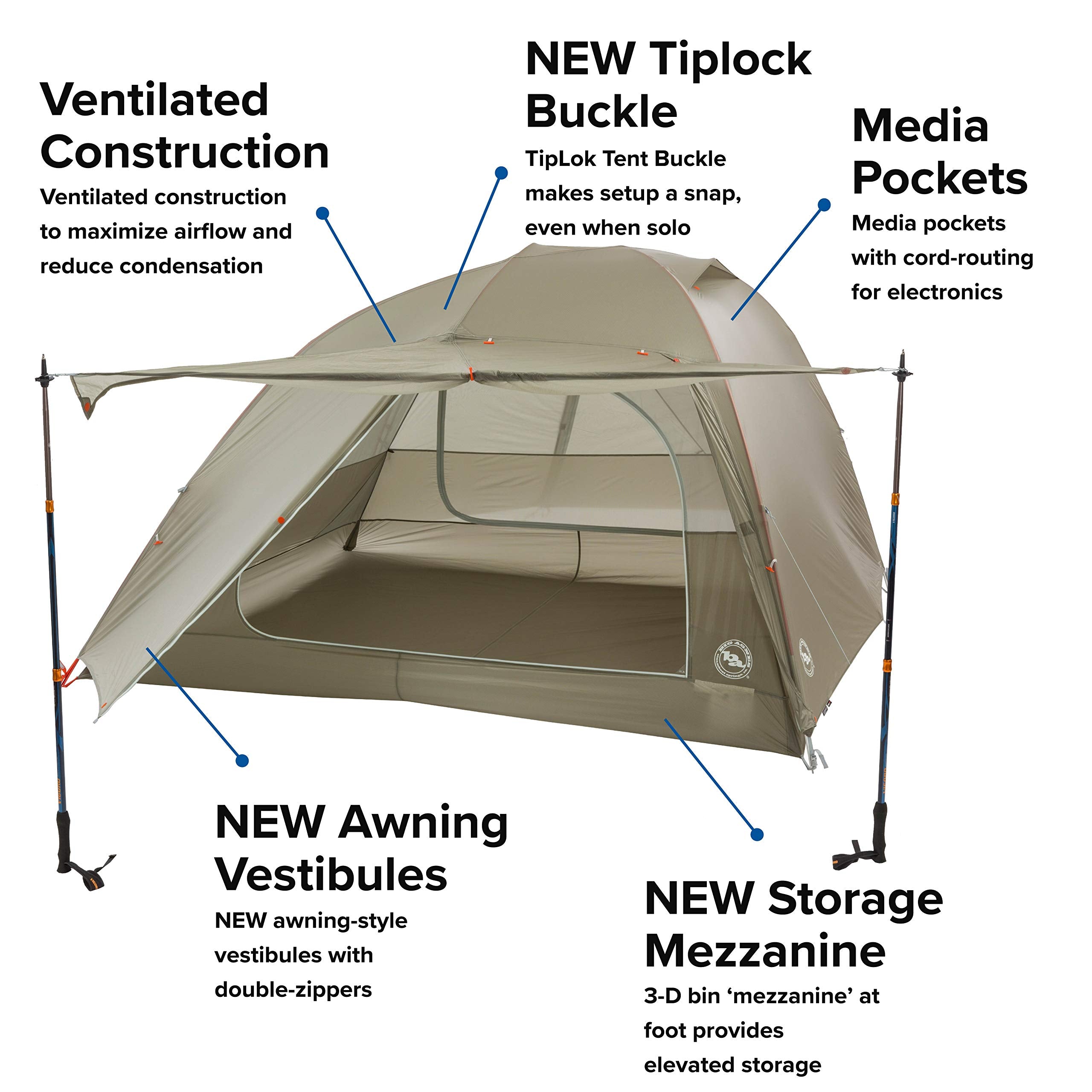 Big Agnes Copper Spur HV UL 4P awning vestibule area provides extra storage and weather coverage