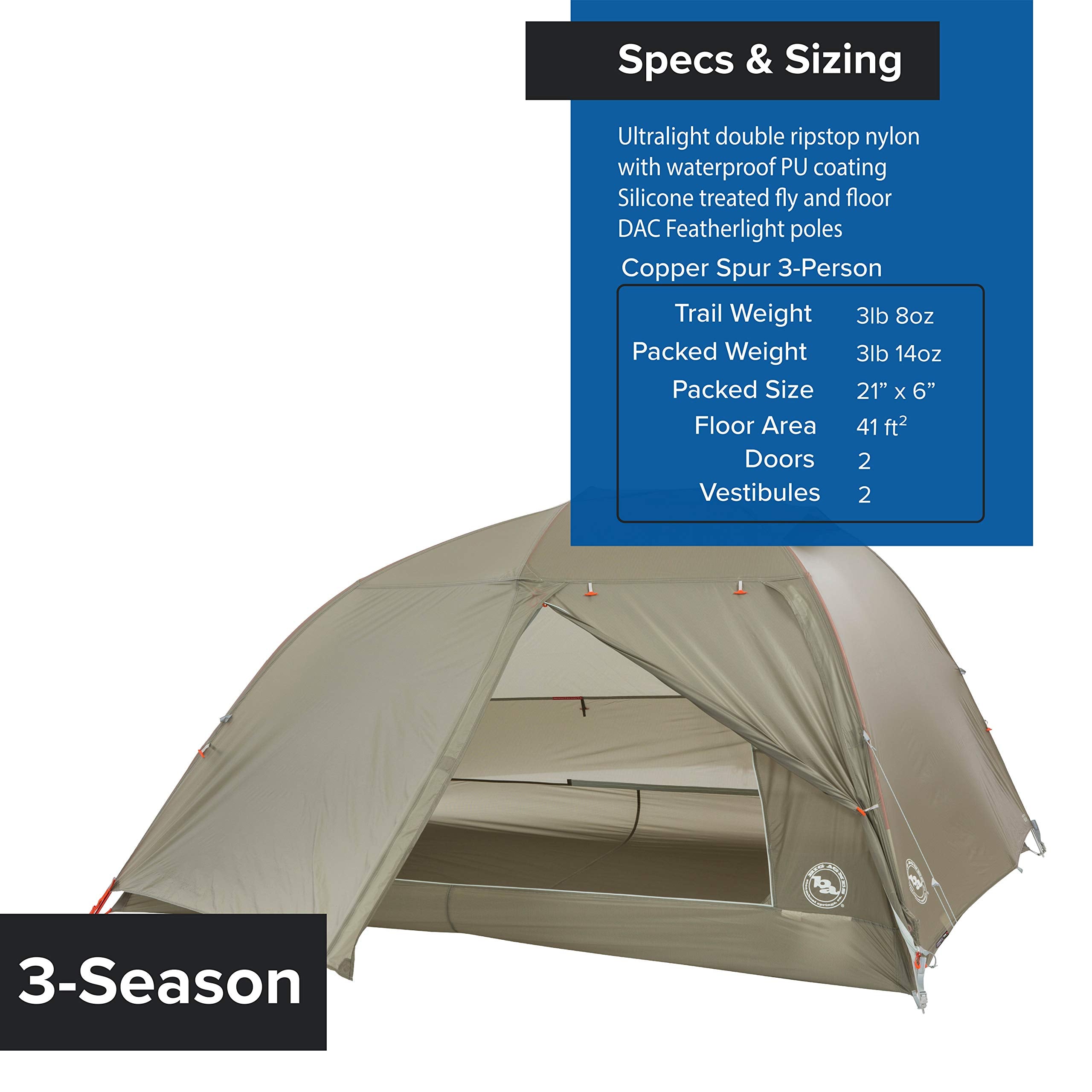 Big Agnes Copper Spur HV UL 4P pre-bent span pole improves stability and livable space