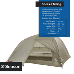 Big Agnes Copper Spur HV UL 4P pre-bent span pole improves stability and livable space