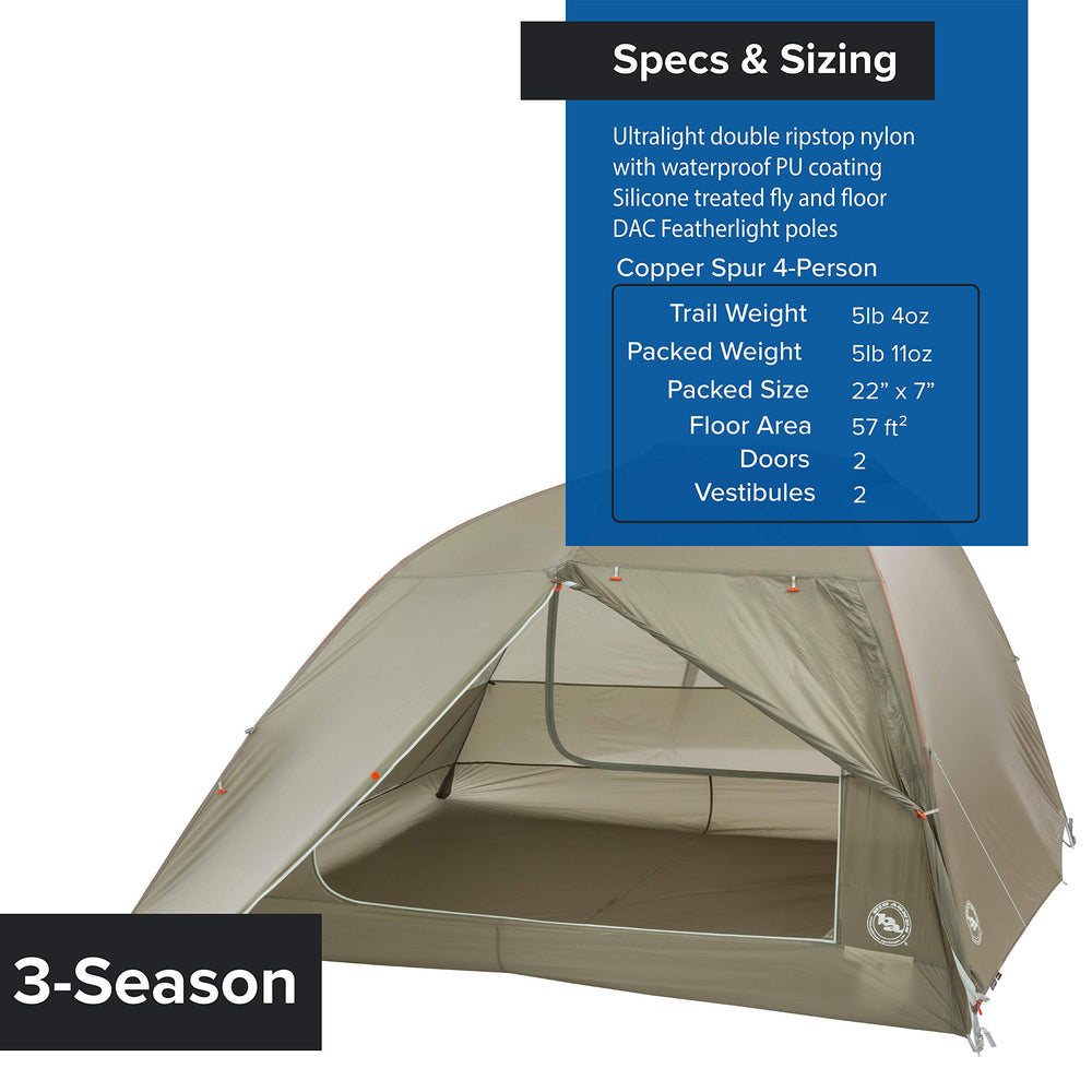 Big Agnes Copper Spur HV UL 4P tent interior with ample living space for groups