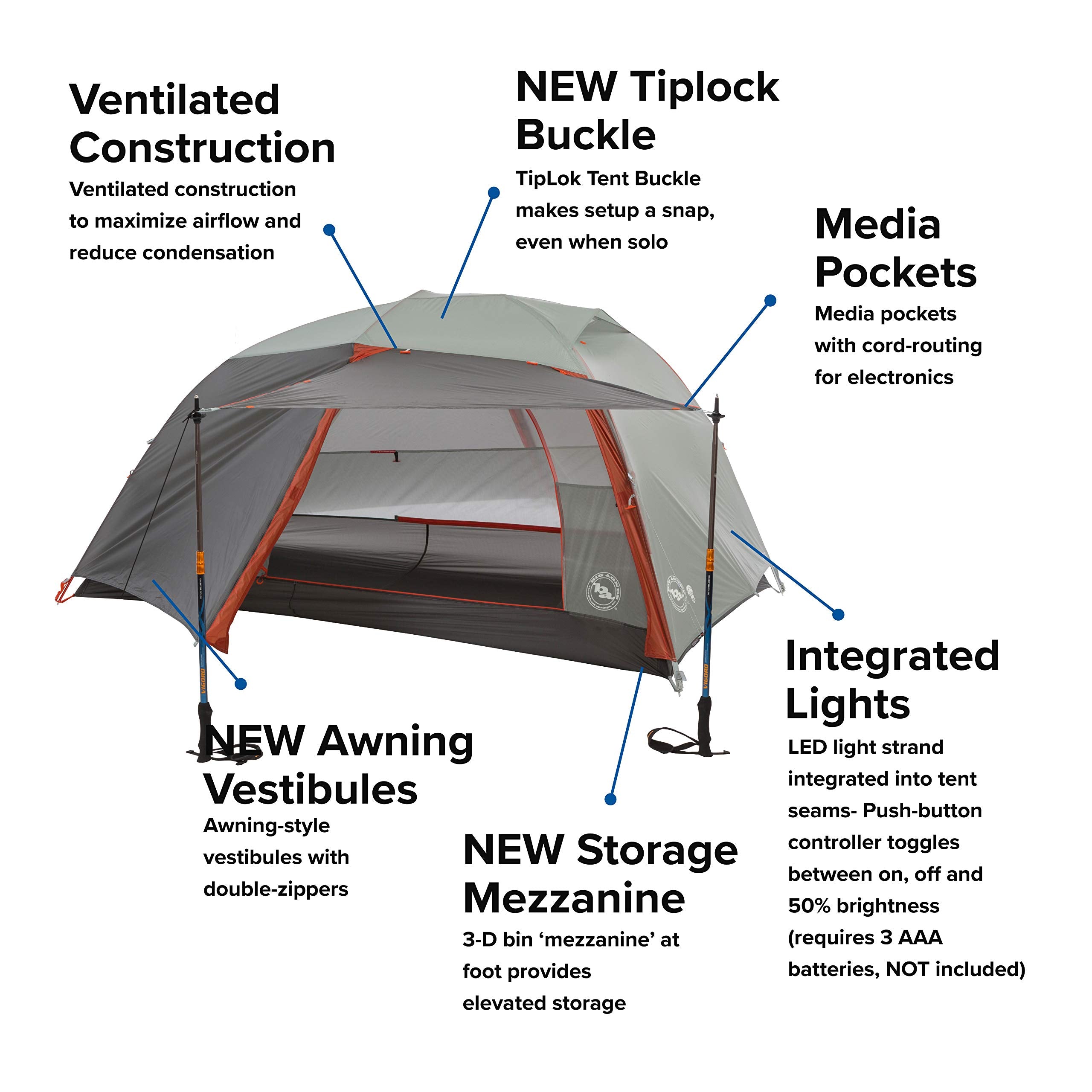 Big Agnes Copper Spur HV UL mtnglo dual-doors enable easy entry from either side.