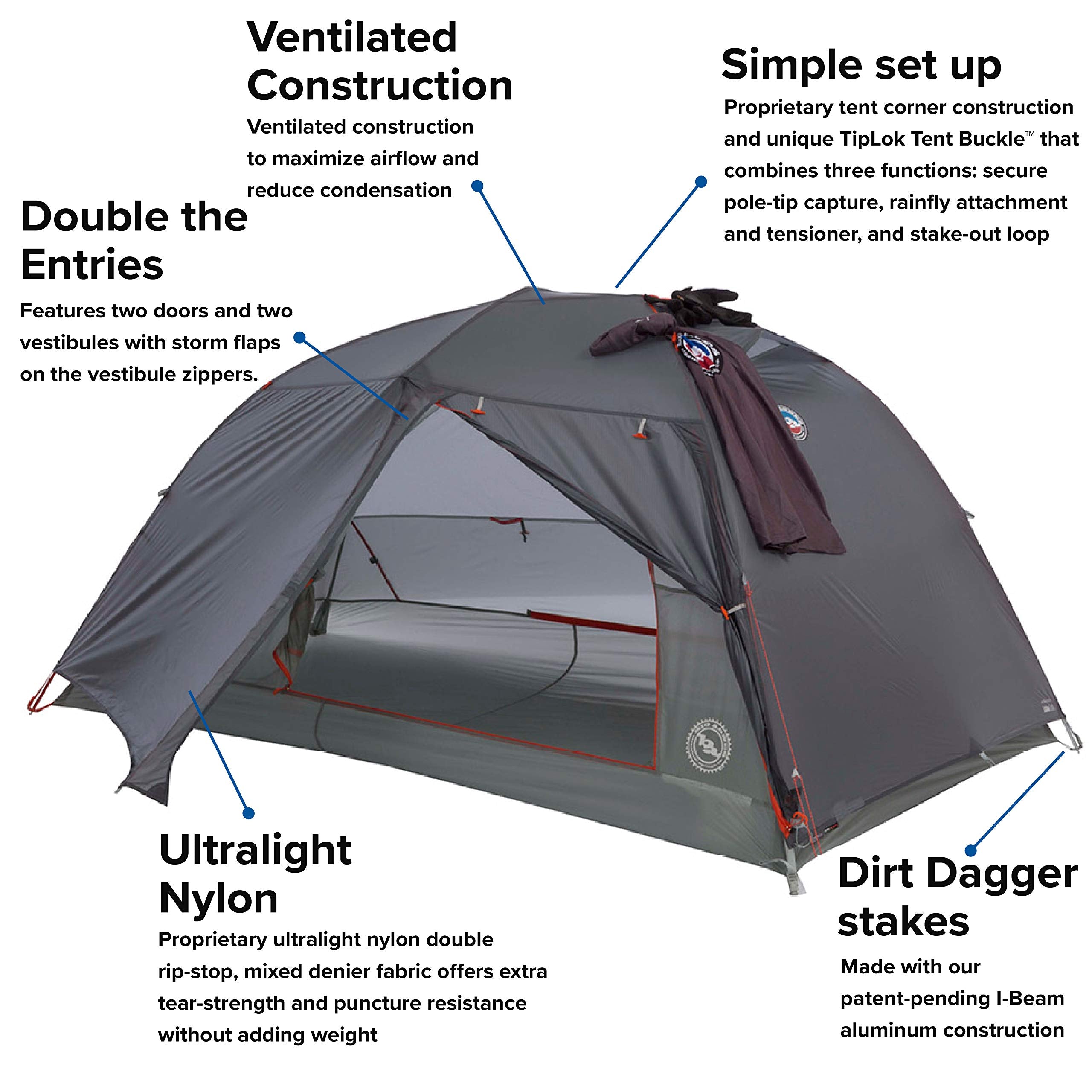 Big Agnes Copper Spur HV UL3 interior with roomy vestibule and gear storage.
