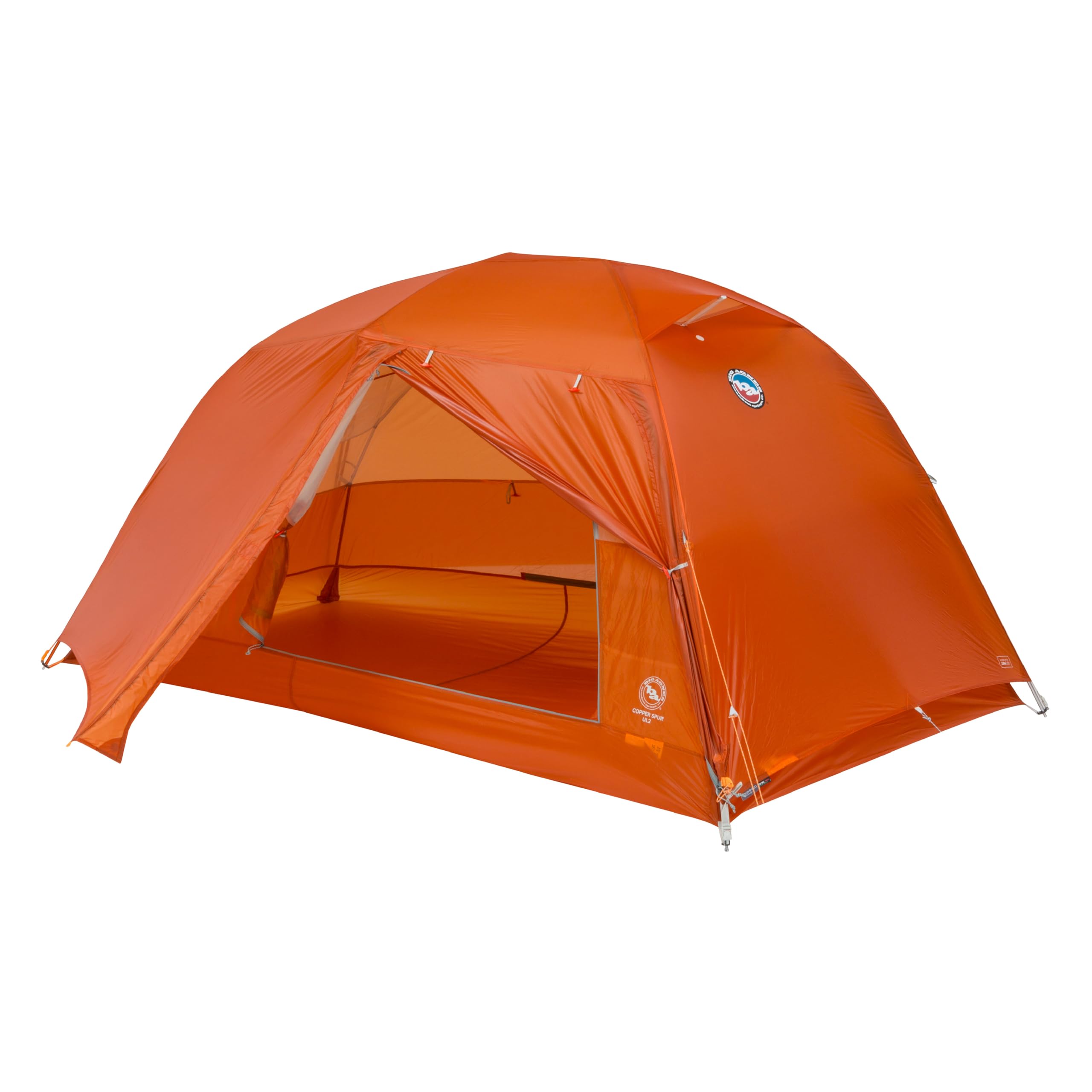Big Agnes Copper Spur UL 2P front view shows ultralight backpacking readiness.